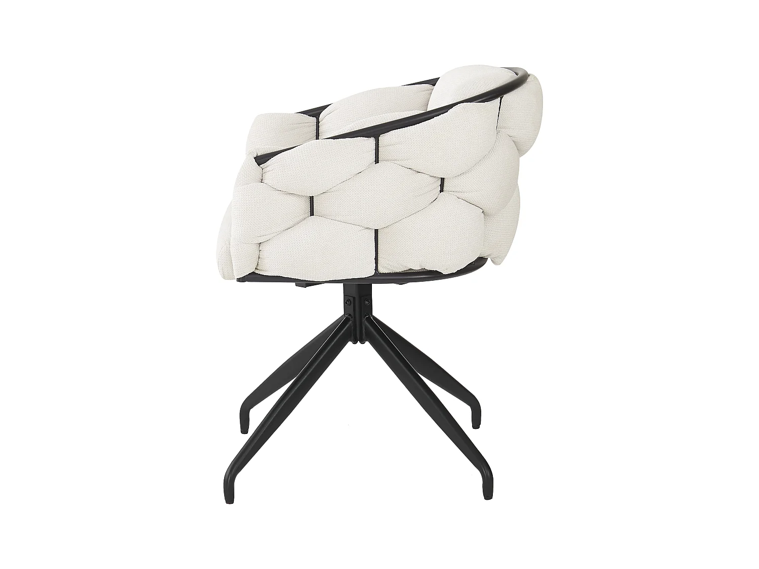 Lot de 2 chaises pivotantes en velours beige avec cadre en métal noir