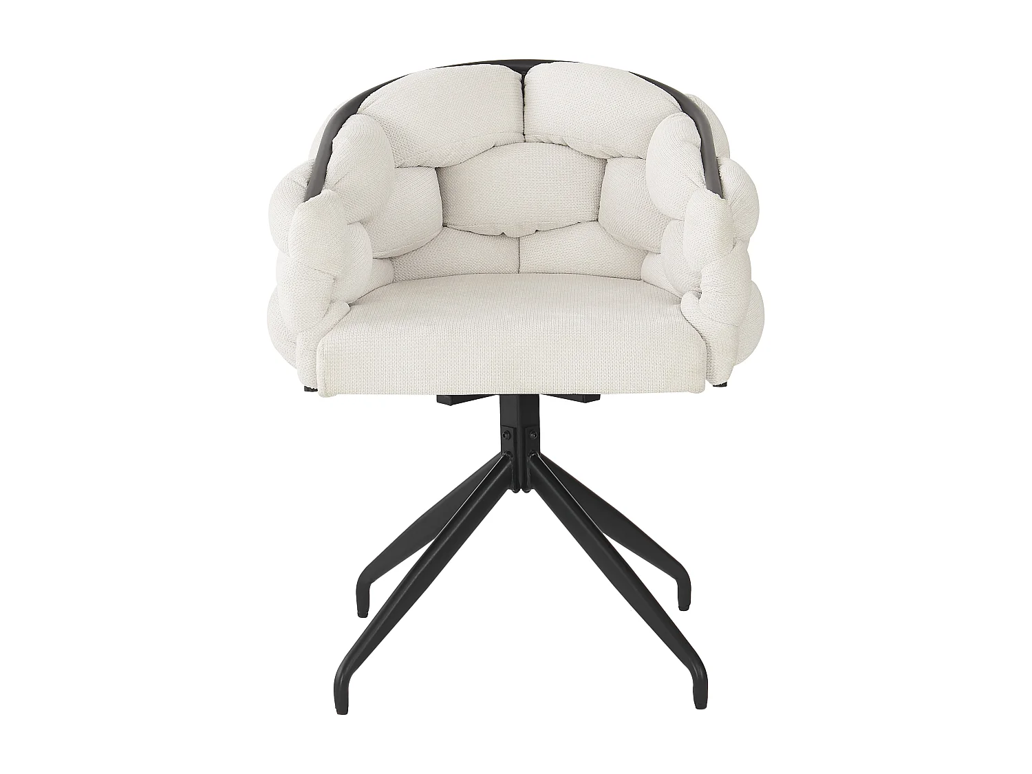 Lot de 2 chaises pivotantes en velours beige avec cadre en métal noir