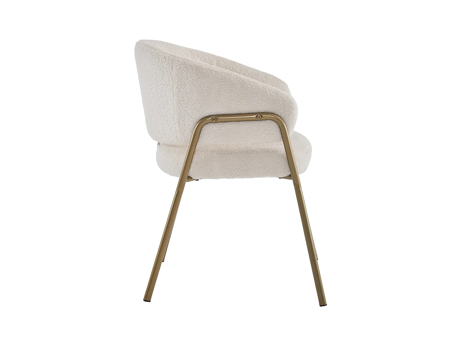 Chaises avec accoudoirs en Tissu pelucheux imitation laine blanc avec pieds en métal doré