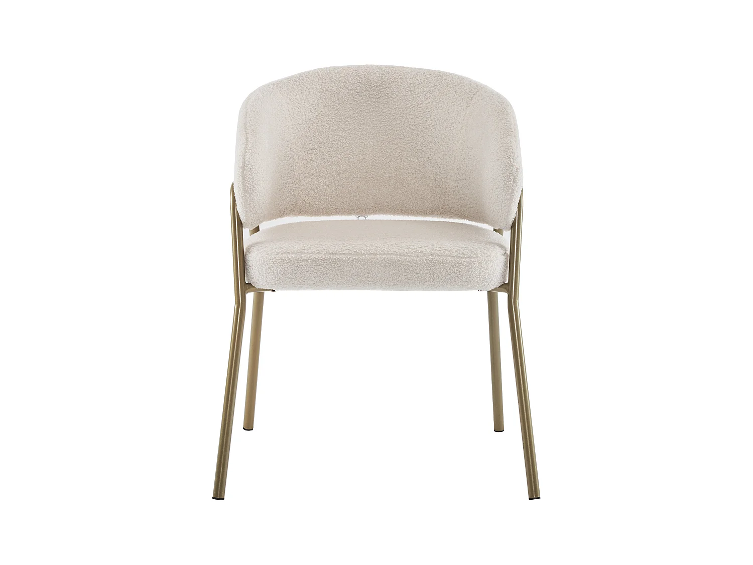 Chaises avec accoudoirs en Tissu pelucheux imitation laine blanc avec pieds en métal doré