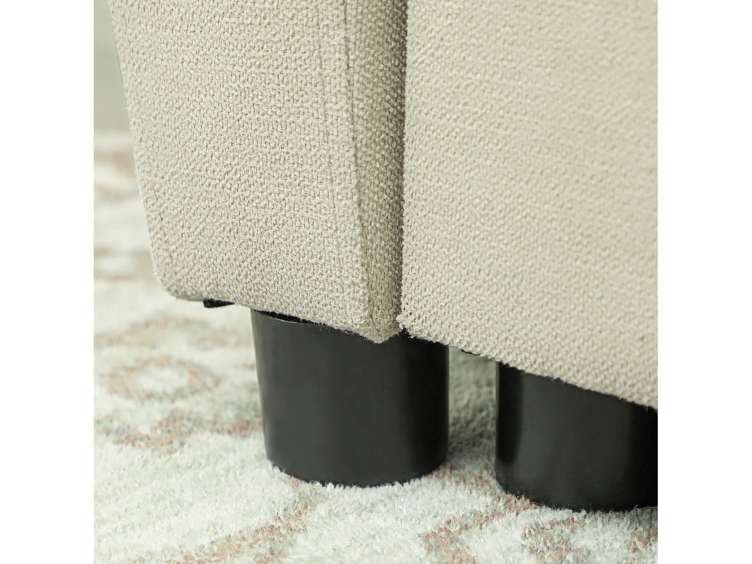 Canapé droit 2 places convertible avec dossier Clic-clac à 3 positions et assise coulissant, en velours beige - 155x90x88.5cm