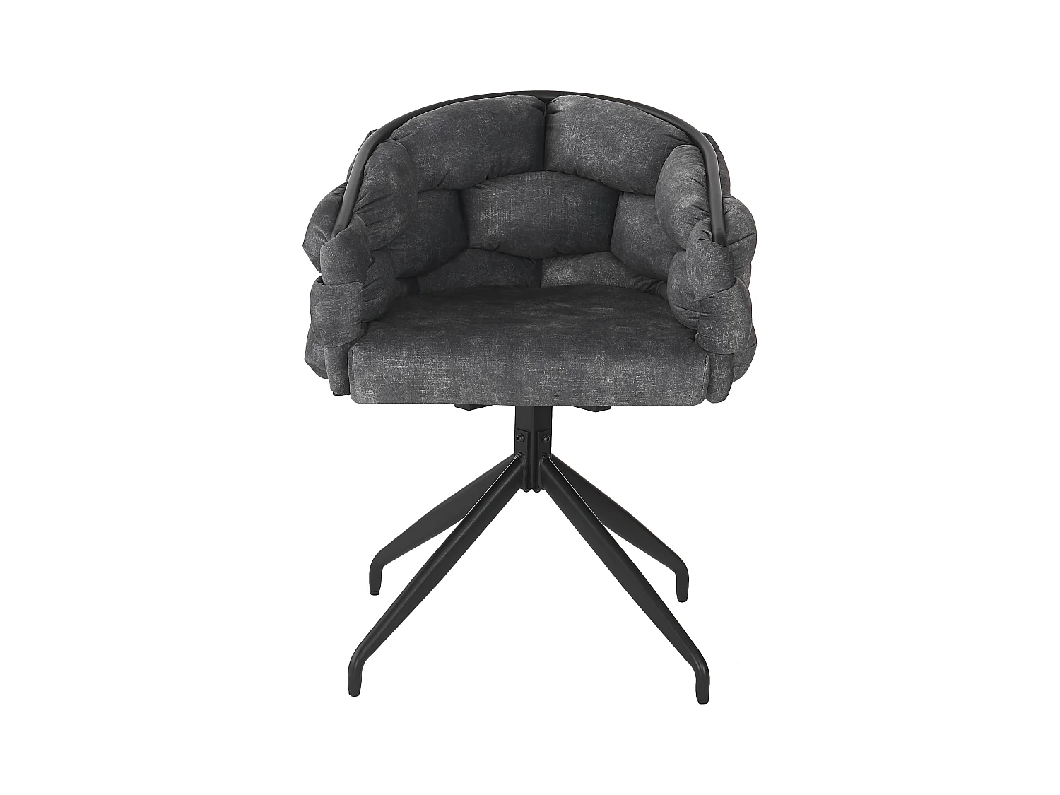 Lot de 2 chaises pivotantes en velours gris avec cadre en métal noir