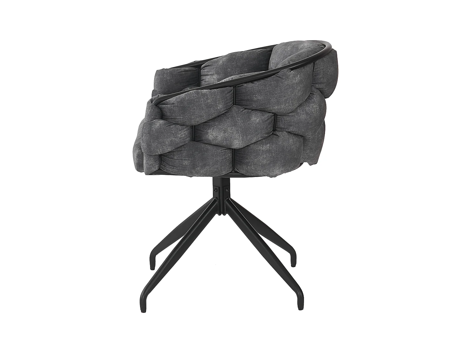 Lot de 2 chaises pivotantes en velours gris avec cadre en métal noir