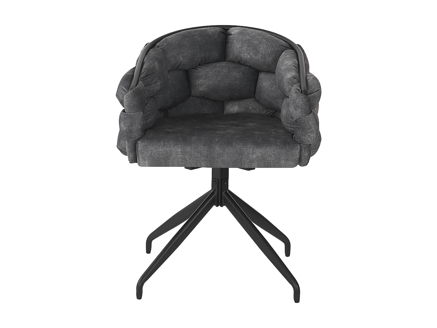 Conjunto de 2 sillas giratorias en terciopelo gris con estructura de metal negro