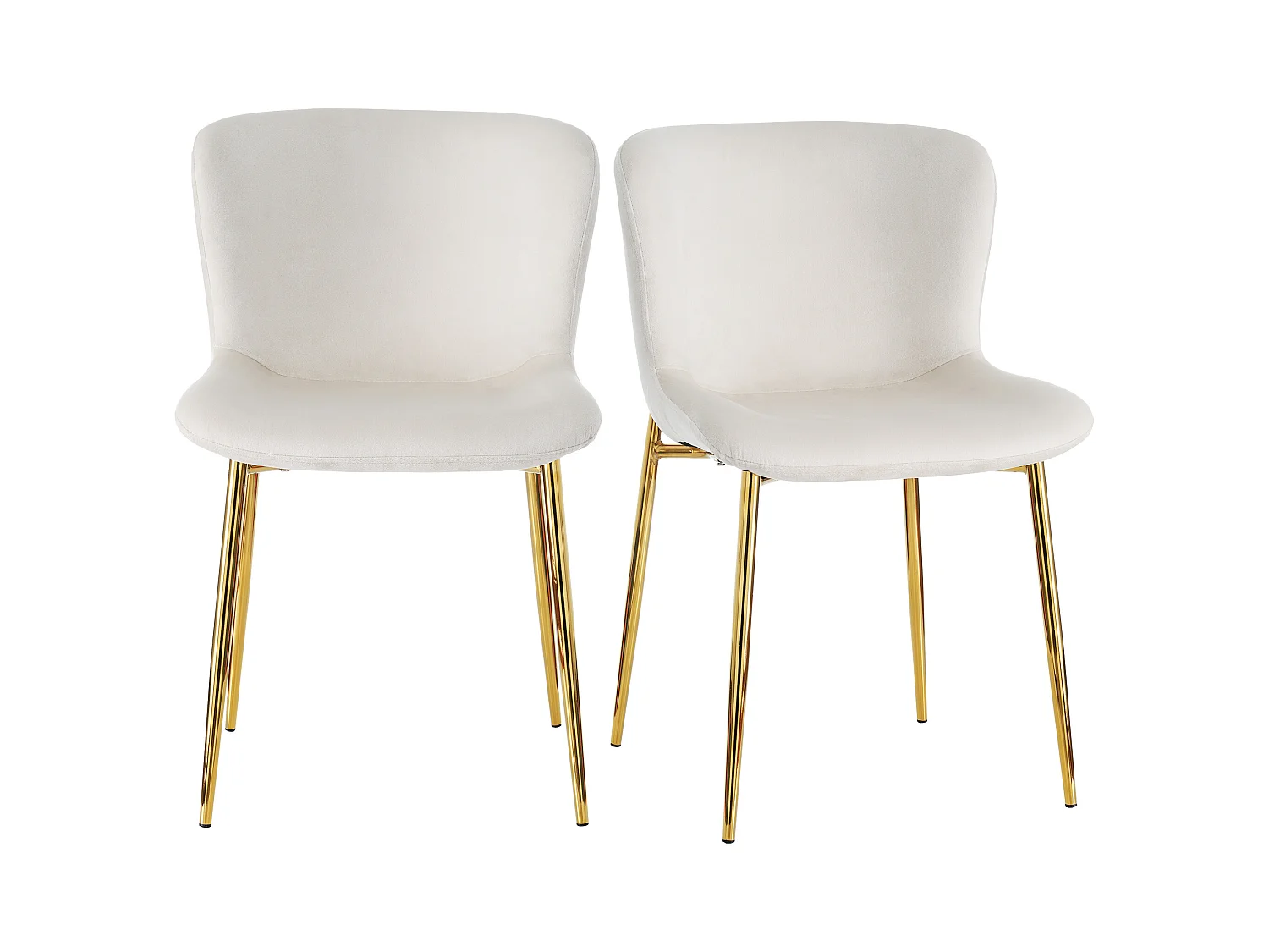 Lot de 2 chaises en velours beige avec pieds en métal doré