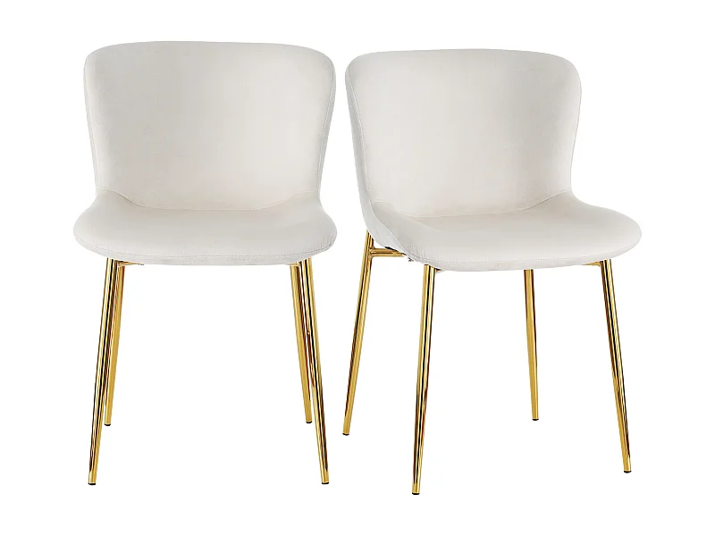 Lot de 2 chaises en velours beige avec pieds en métal doré
