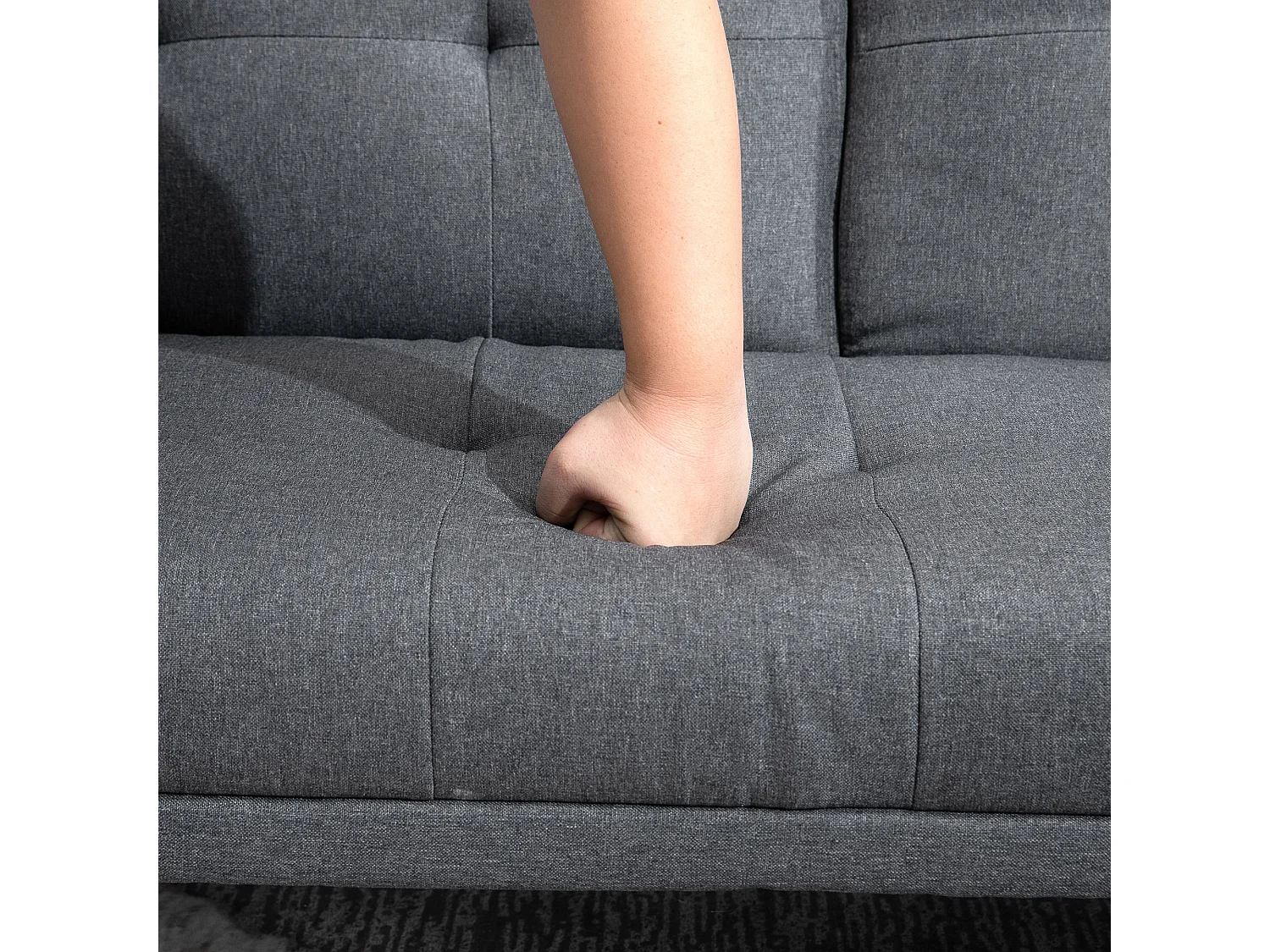 Canapé droit 3 places convertible Clic-clac à 3 positions, gris - 181x77x78cm