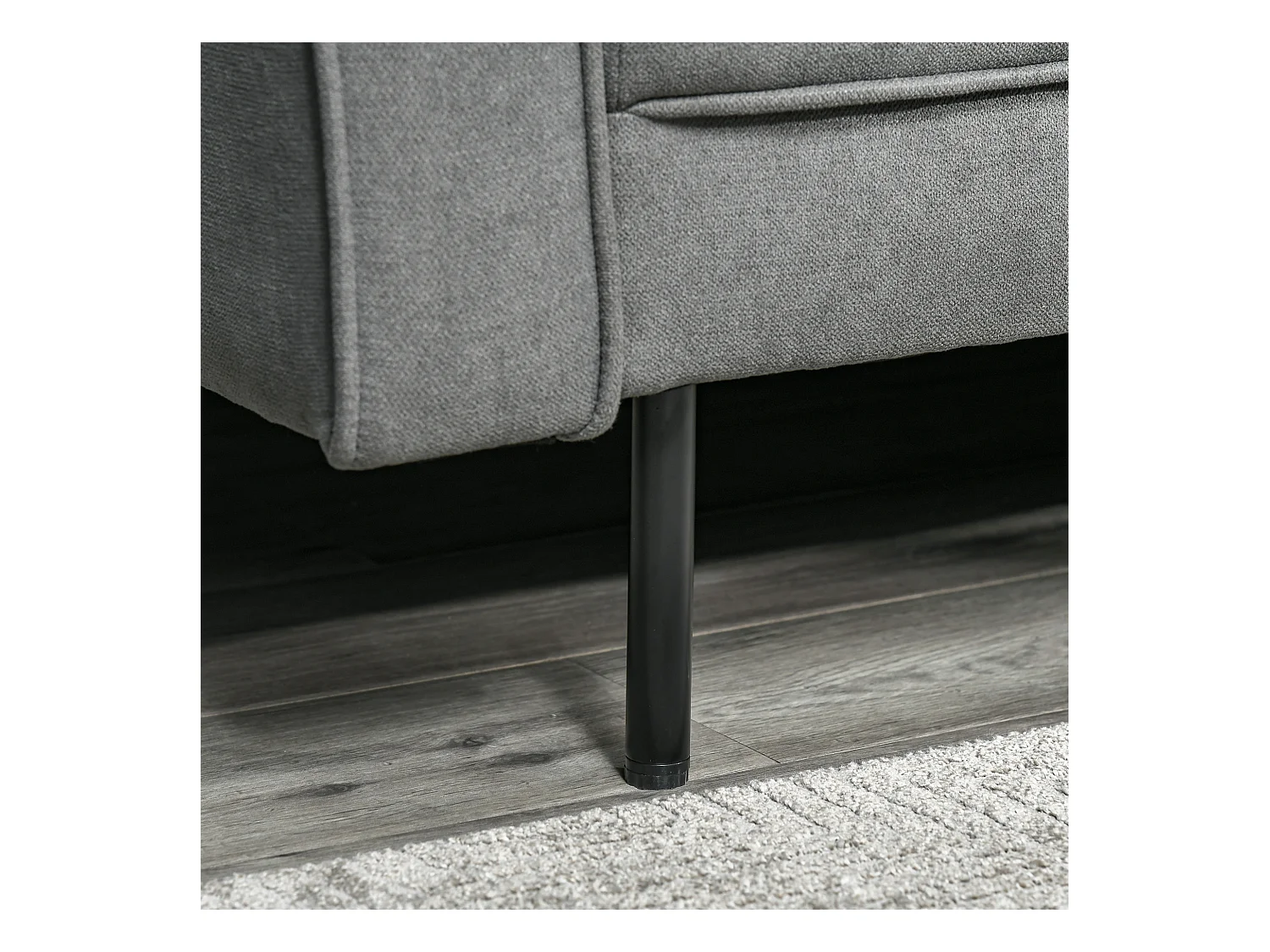 Canapé droit 2 places convertible Clic-clac à 3 positions en coton gris - 187x91x85cm