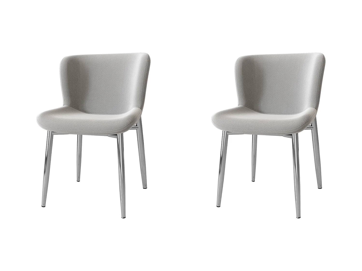 Lot de 2 chaises en velours gris avec pieds en métal argenté