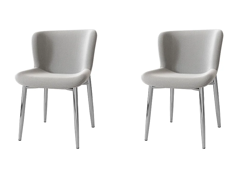 Juego de 2 sillas de terciopelo gris con patas de metal plateado