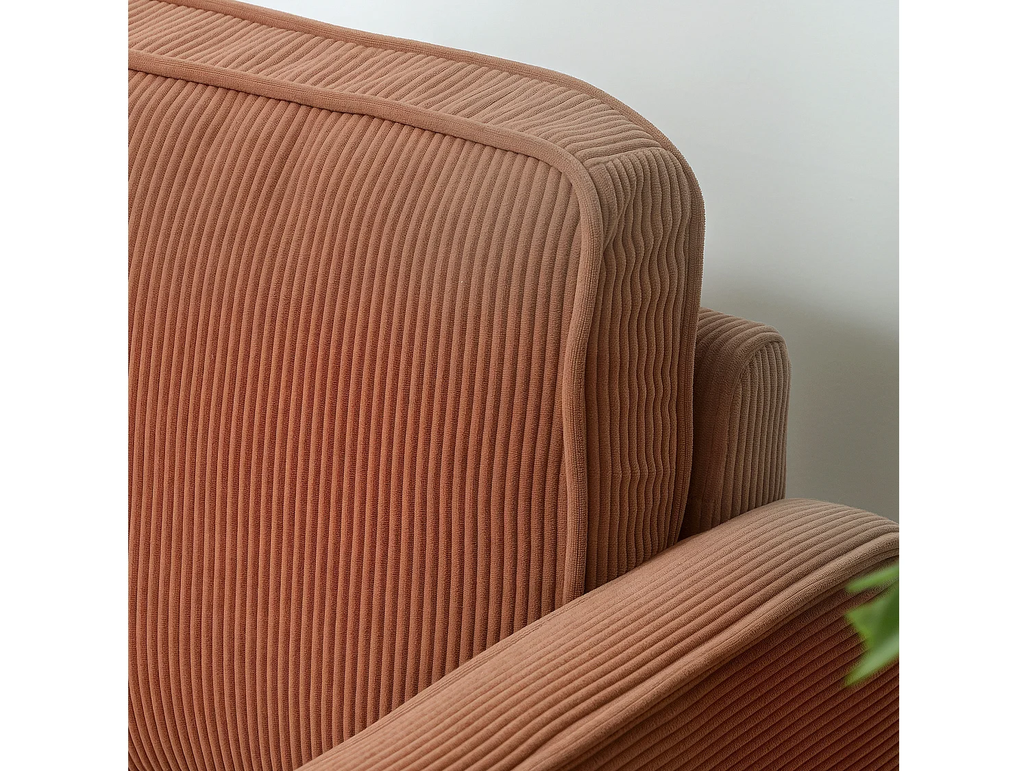 Canapé droit 2 places en velours côtelé orange avec coffre intégré- 117x63x79cm