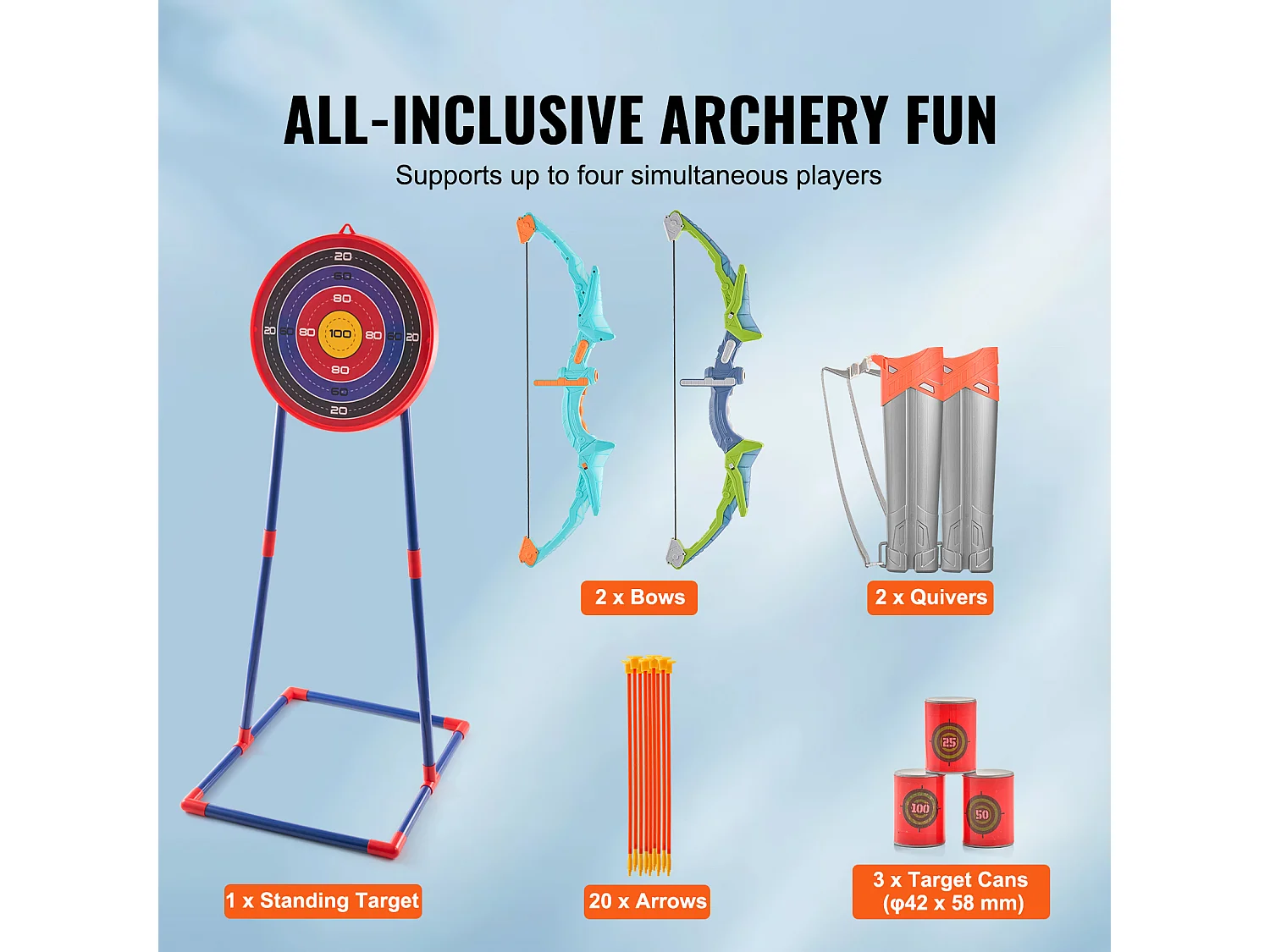 Conjunto de Arco y Flechas para Niños SucceBuy, Kit de Tiro con Arco Exterior con Iluminación LED Lote de 2 20 Flechas