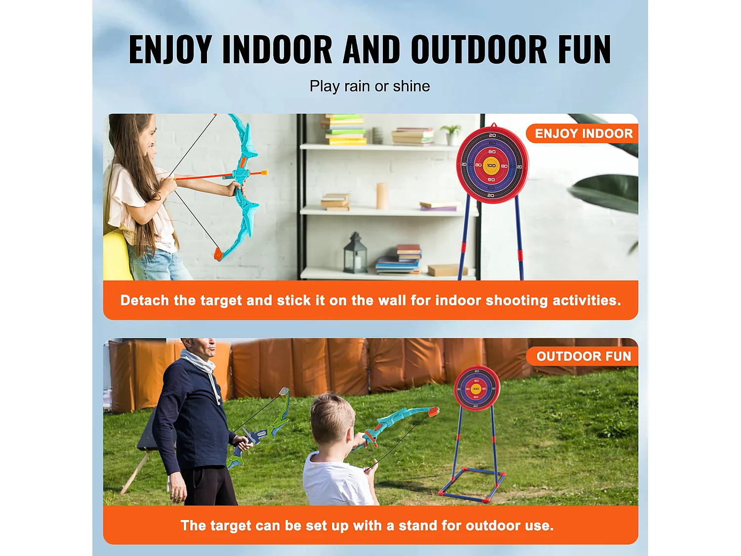 Conjunto de Arco y Flechas para Niños SucceBuy, Kit de Tiro con Arco Exterior con Iluminación LED Lote de 2 20 Flechas