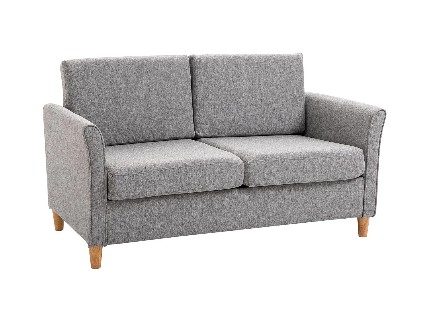 2-zits rechte bank met afneembare hoes in lichtgrijs linnen - 141x70x78cm