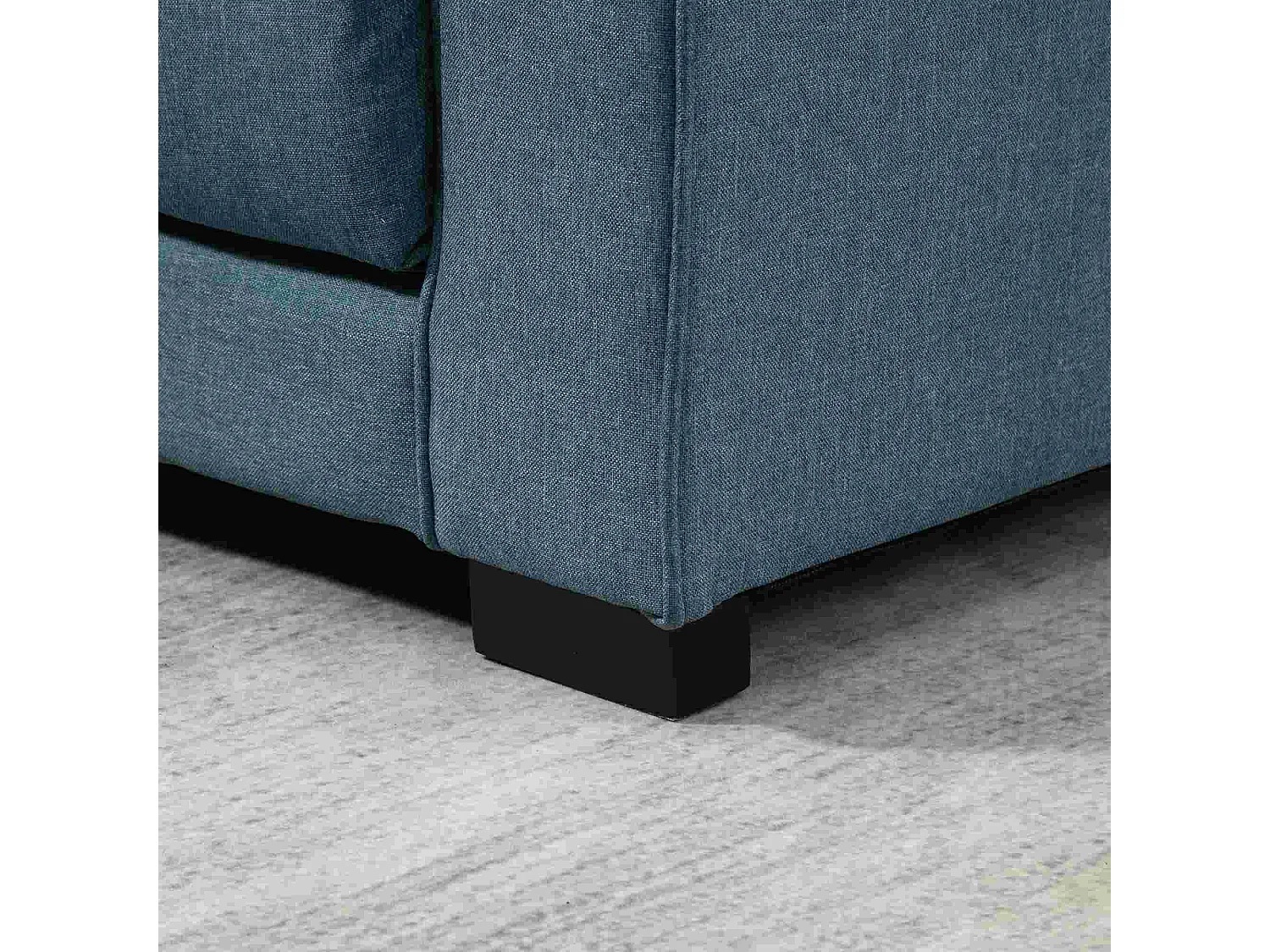 Canapé droit 2 places convertible 3 plis bleu, 2 coussins inclus - 147.5x75x85cm