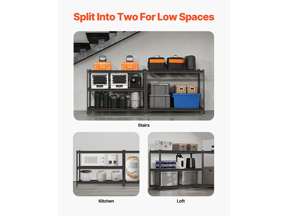 Stabile Verstellbare Lagerregale SucceBuy mit 5 Ebenen, 1134 kg, aus SPCC-Kohlenstoffstahl, für Küchen, Garagen