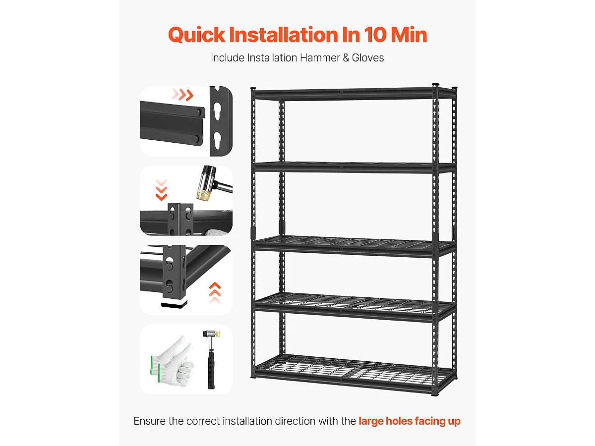 Stabile Verstellbare Lagerregale SucceBuy mit 5 Ebenen, 1134 kg, aus SPCC-Kohlenstoffstahl, für Küchen, Garagen