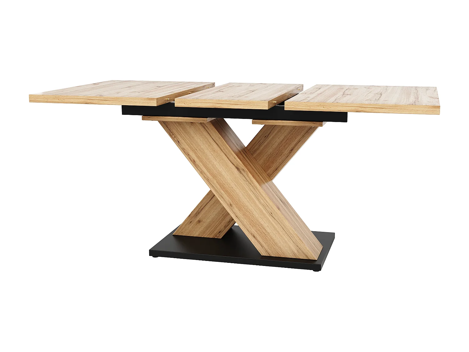 Tavolo da pranzo rettangolare allungabile 119-158,5x80x75cm in impiallacciatura effetto legno naturale chiaro e gambe incrociate