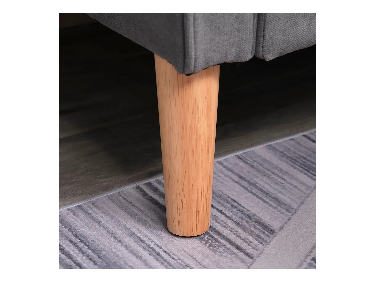 Canapé droit 2 places gris avec coffre intégré et coussins amovibles - 117x62x78cm