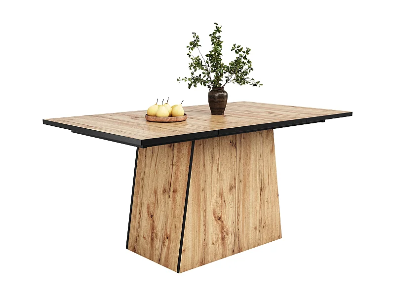 Table à manger rectangle 138.5x80x75cm en placage woodgrain naturel clair, cadre en MDF