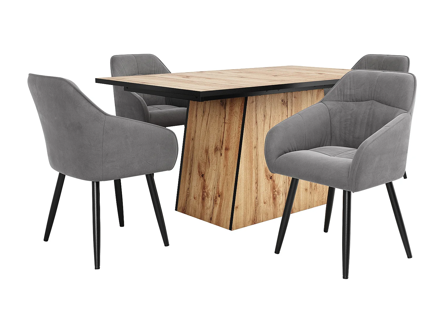 Table à manger rectangle 138.5x80x75cm en placage woodgrain naturel clair, cadre en MDF