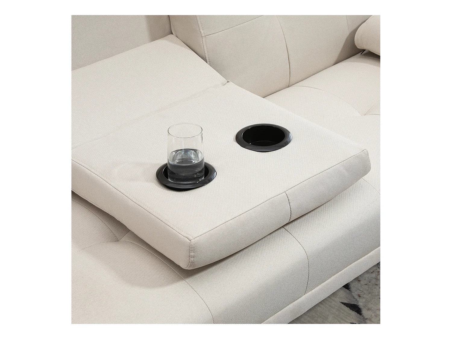 Sofá cama recto de 3 plazas, 3 posiciones clic-clac, beige - 181x77x78cm