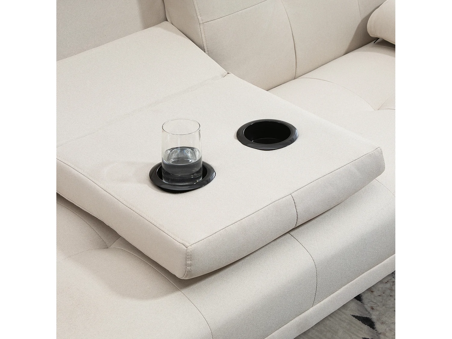 Canapé droit 3 places convertible Clic-clac à 3 positions, beige - 181x77x78cm