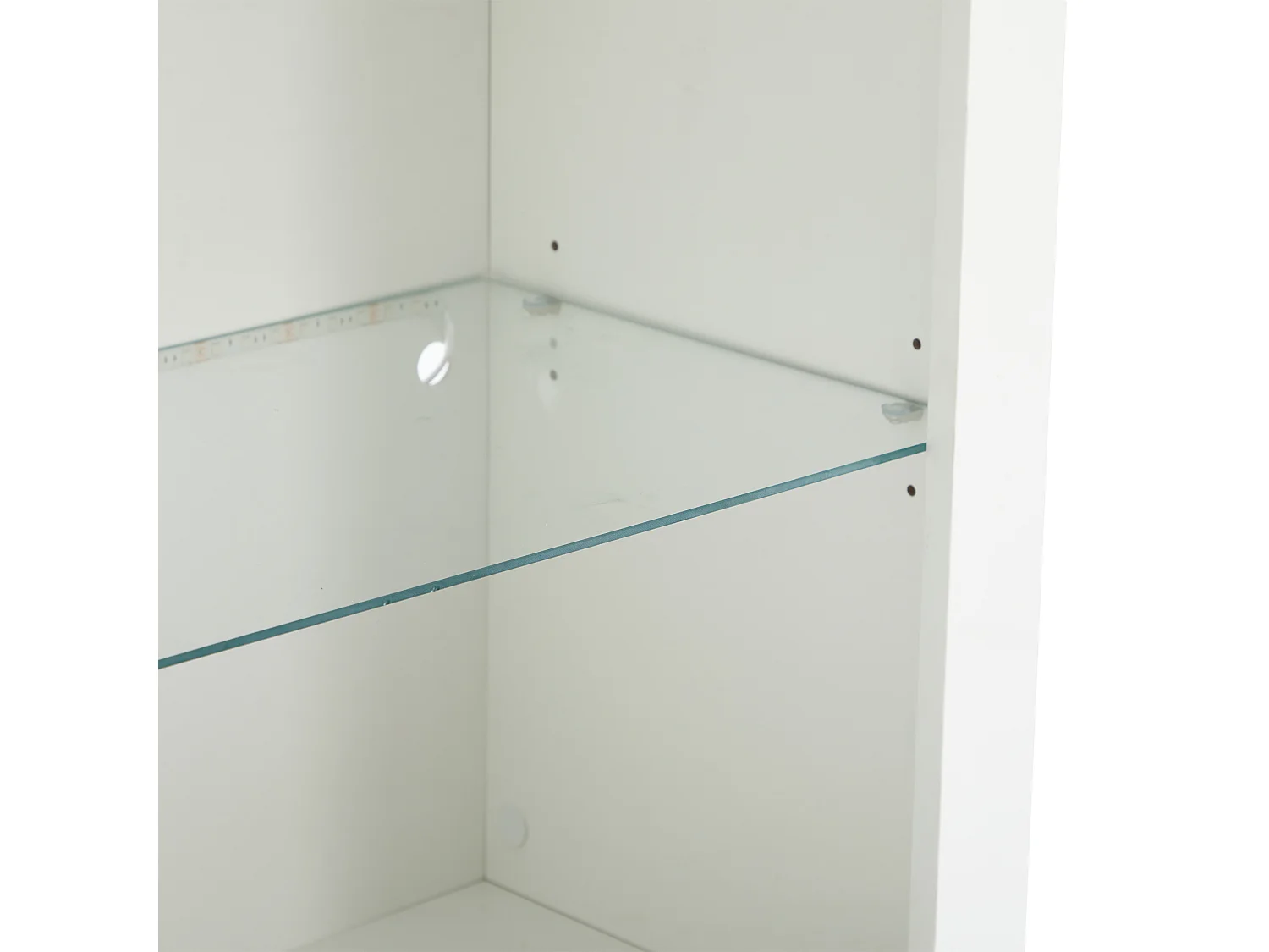 Vitrine avec 2 portes et tablettes en verre trempé, corps en blanc laqué, LED inclus - 100x35x170cm