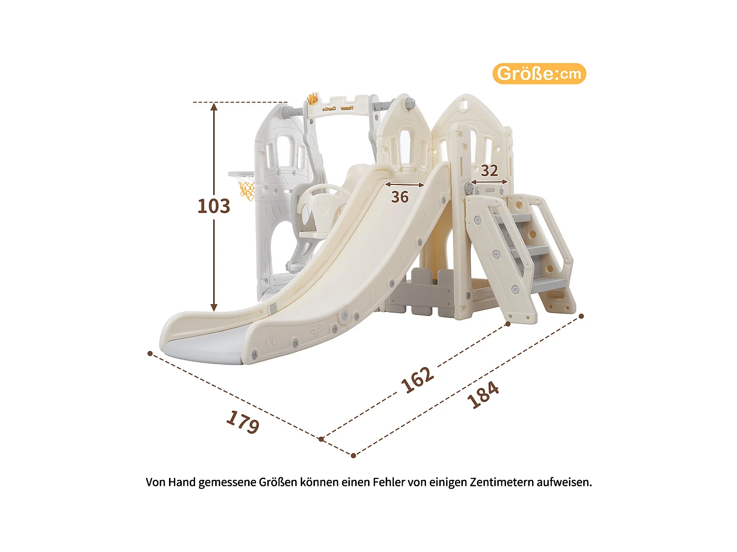 Set de toboggan 5 en 1 avec balançoire, glissade, escalade, rangement et panier de basket, idéal pour intérieur.
