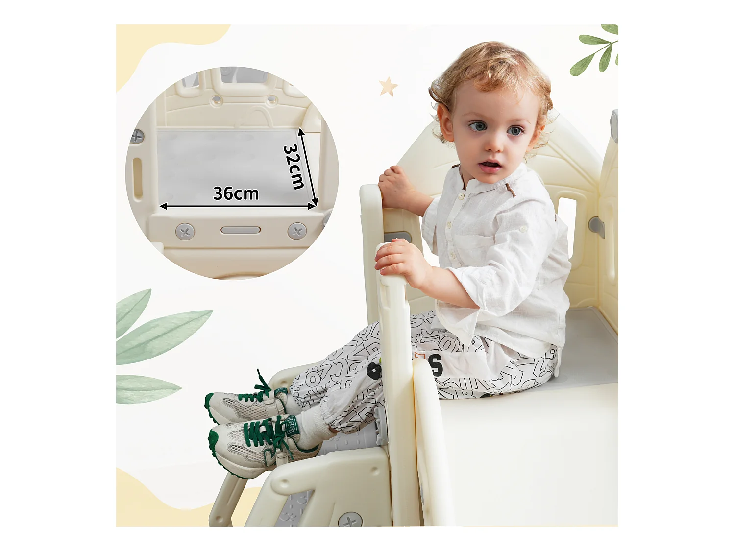 Set de toboggan 5 en 1 avec balançoire, glissade, escalade, rangement et panier de basket, idéal pour intérieur.