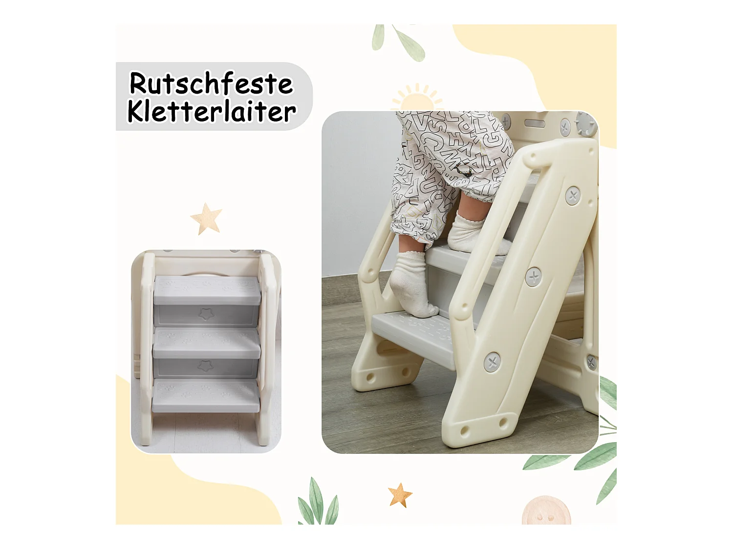 Set de toboggan 5 en 1 avec balançoire, glissade, escalade, rangement et panier de basket, idéal pour intérieur.