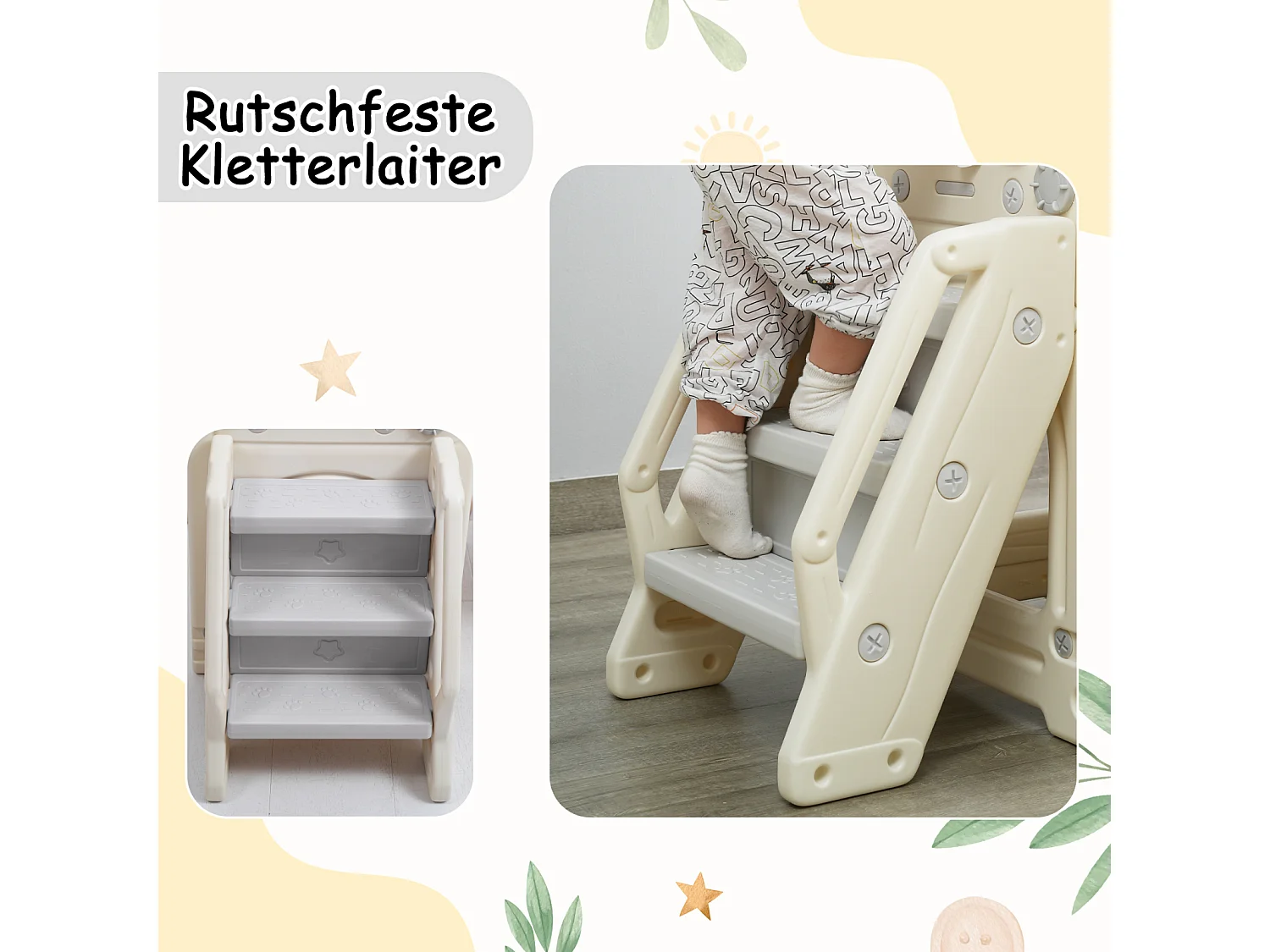 5-in-1 glijbaanset met schommel, glijbaan, klimrek, opbergruimte en basketbalring, ideaal voor gebruik binnenshuis.