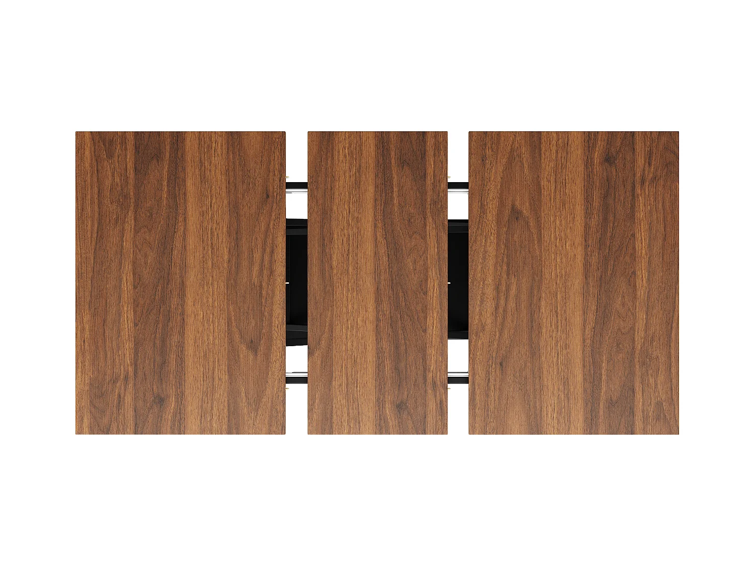 Table à manger extensible rectangle 120-160x80x75cm avec plateau en placage woodgrain marron et pieds noir croisé