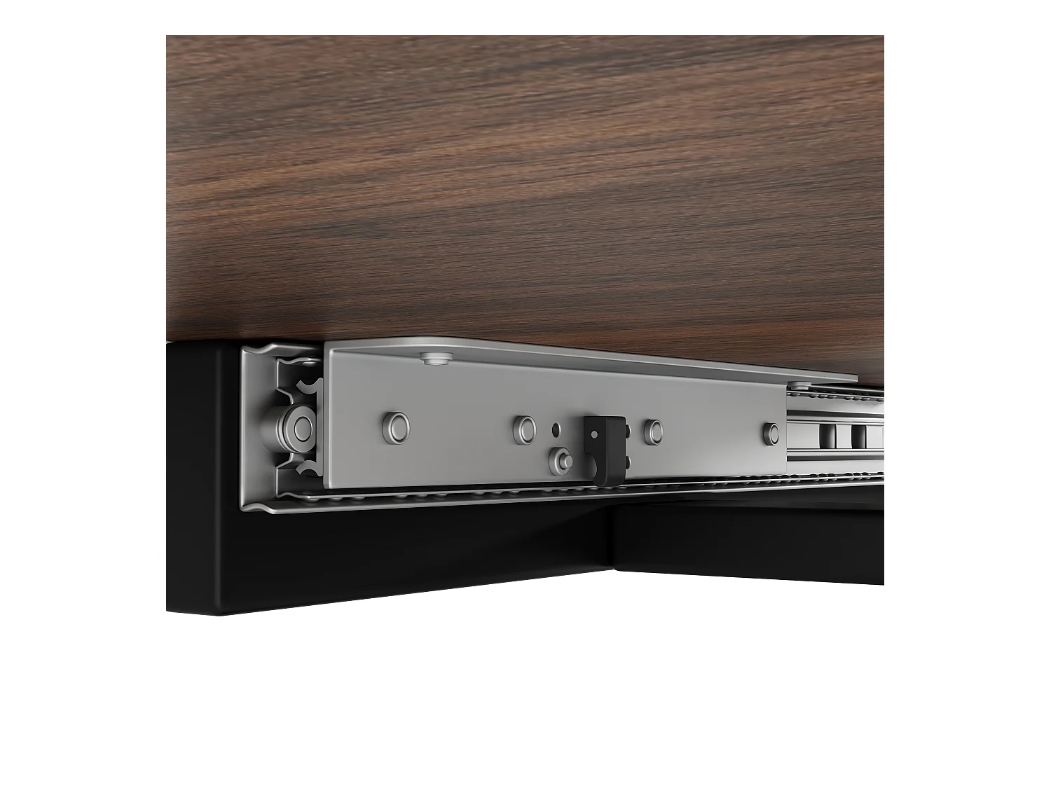 Table à manger extensible rectangle 120-160x80x75cm avec plateau en placage woodgrain marron et pieds noir croisé