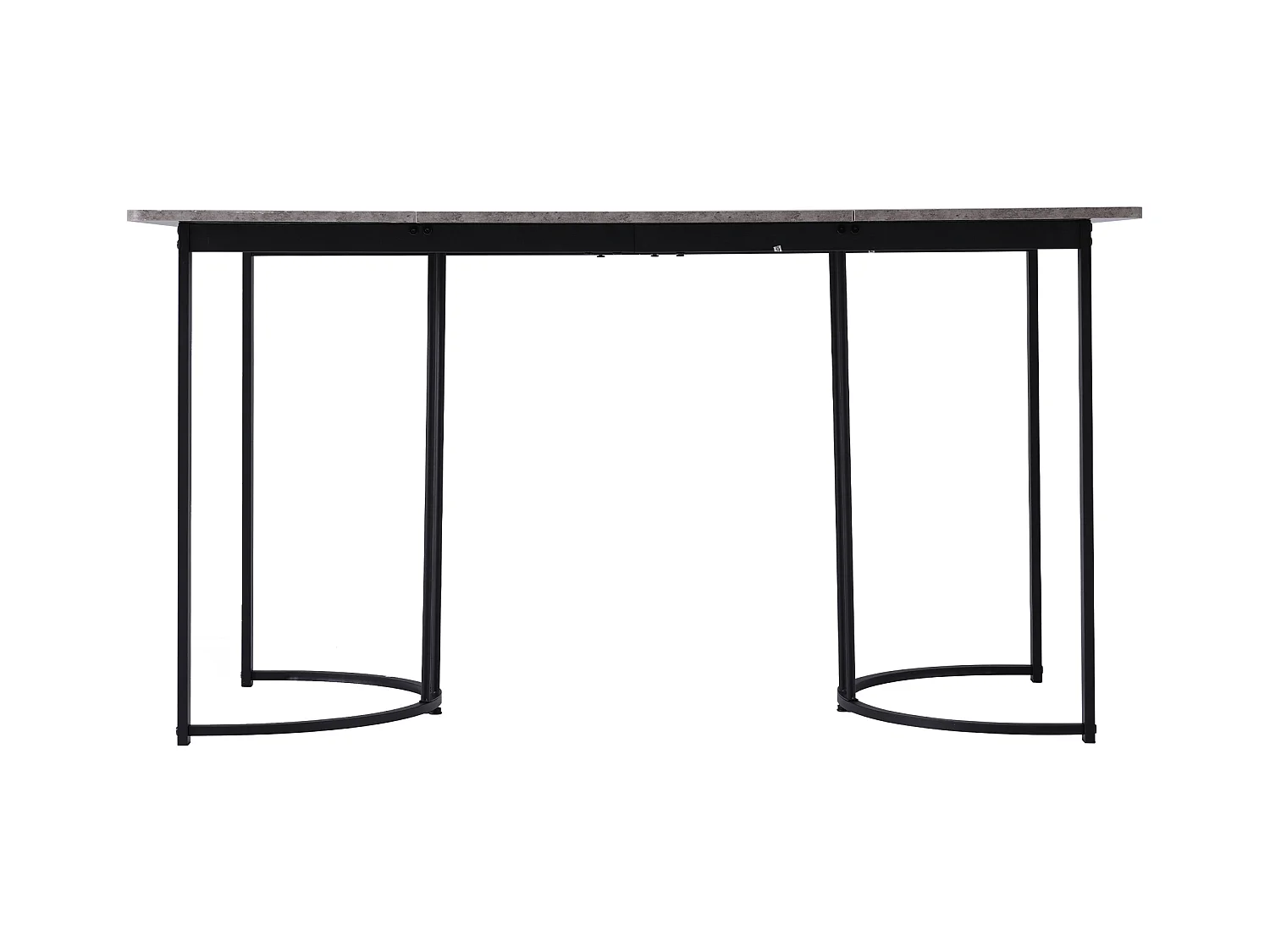 Table à manger rectangle 140x80x75cm avec plateau en placage marbre gris et pieds en métal noir