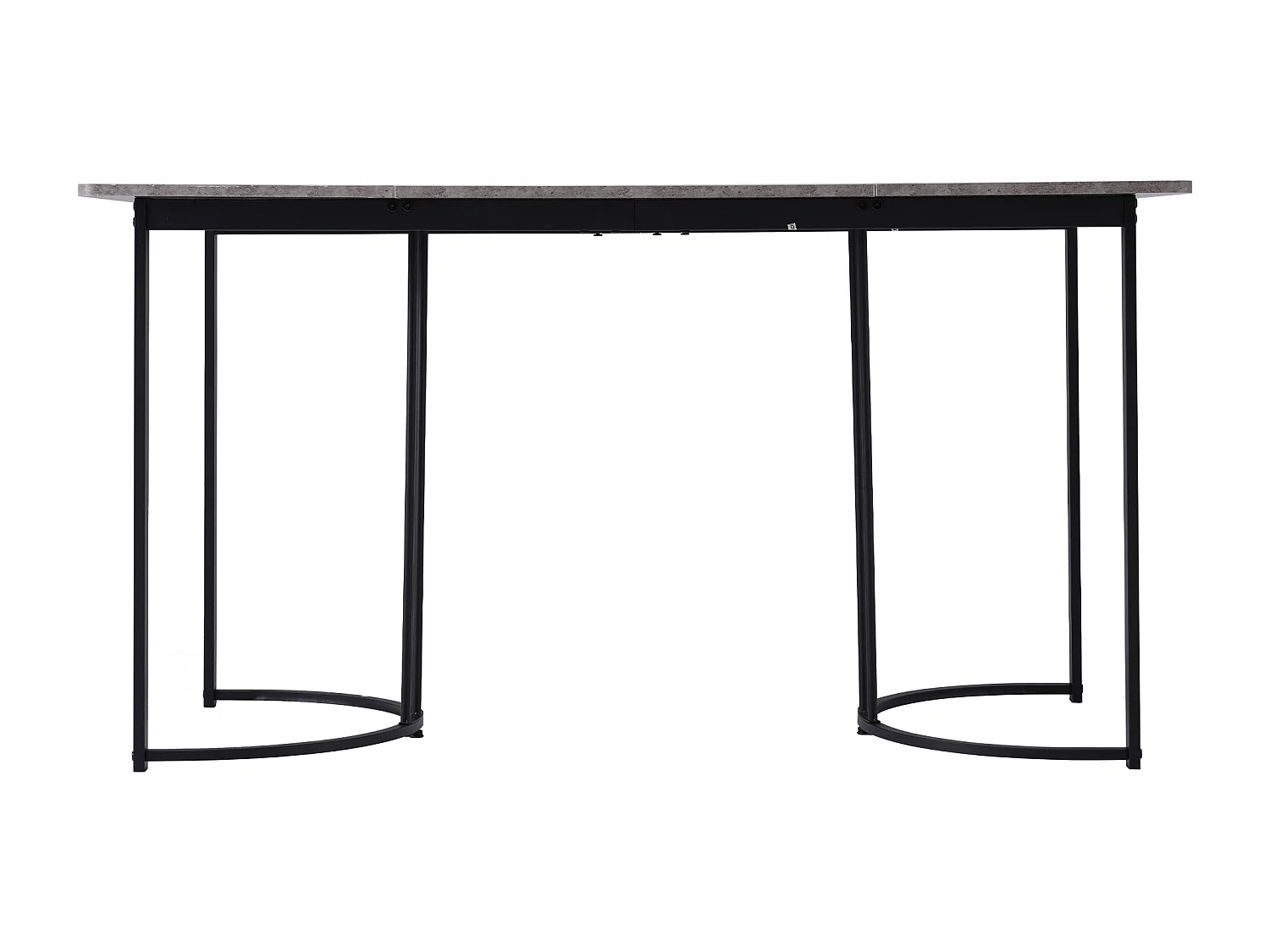 Table à manger rectangle 140x80x75cm avec plateau en placage effet marbre gris et pieds en métal noir