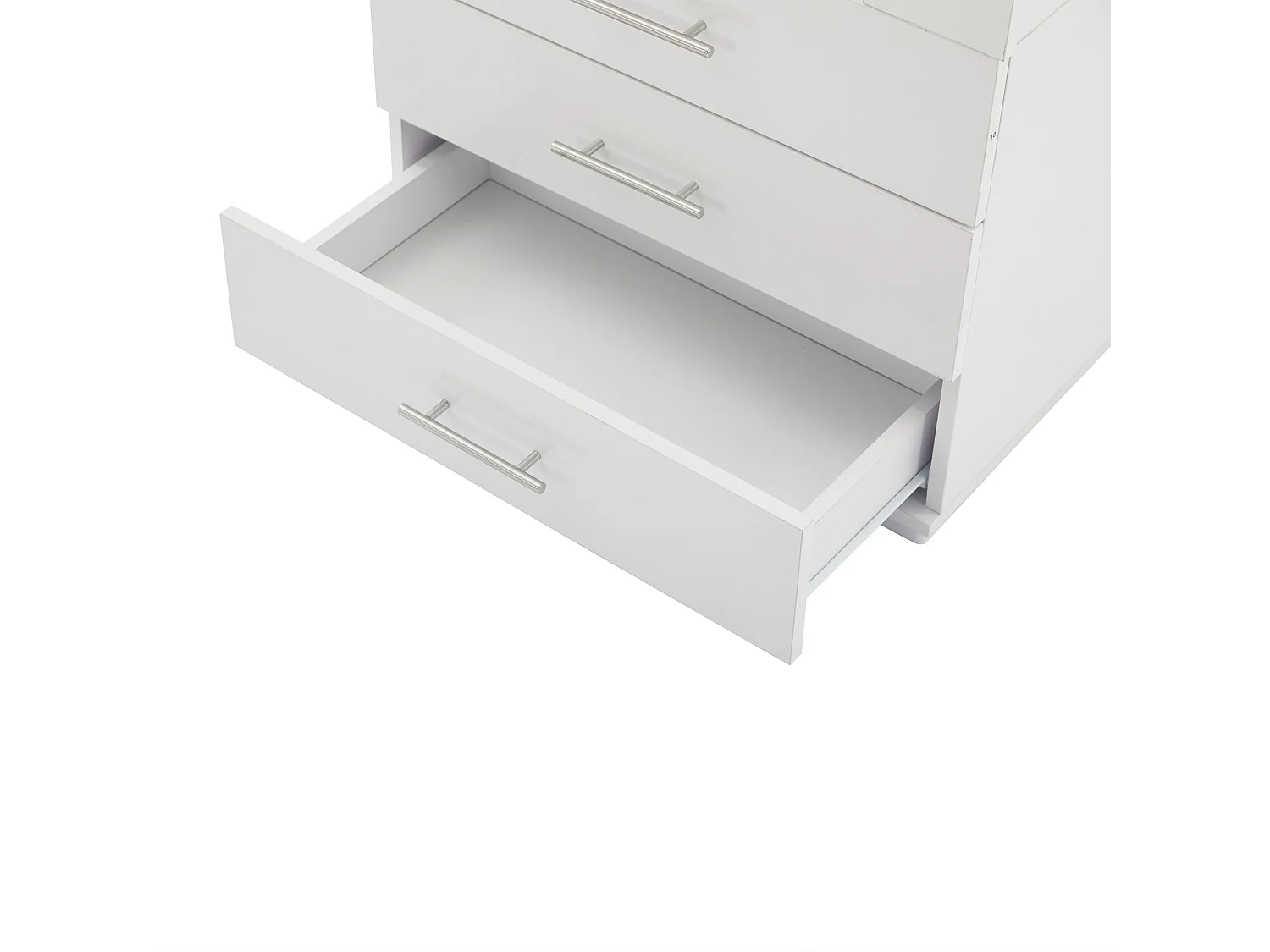 Vitrine haute avec 3 tiroirs et 1 porte en verre, corps en MDF blanc laqué, LED inclus - 60x35x180cm