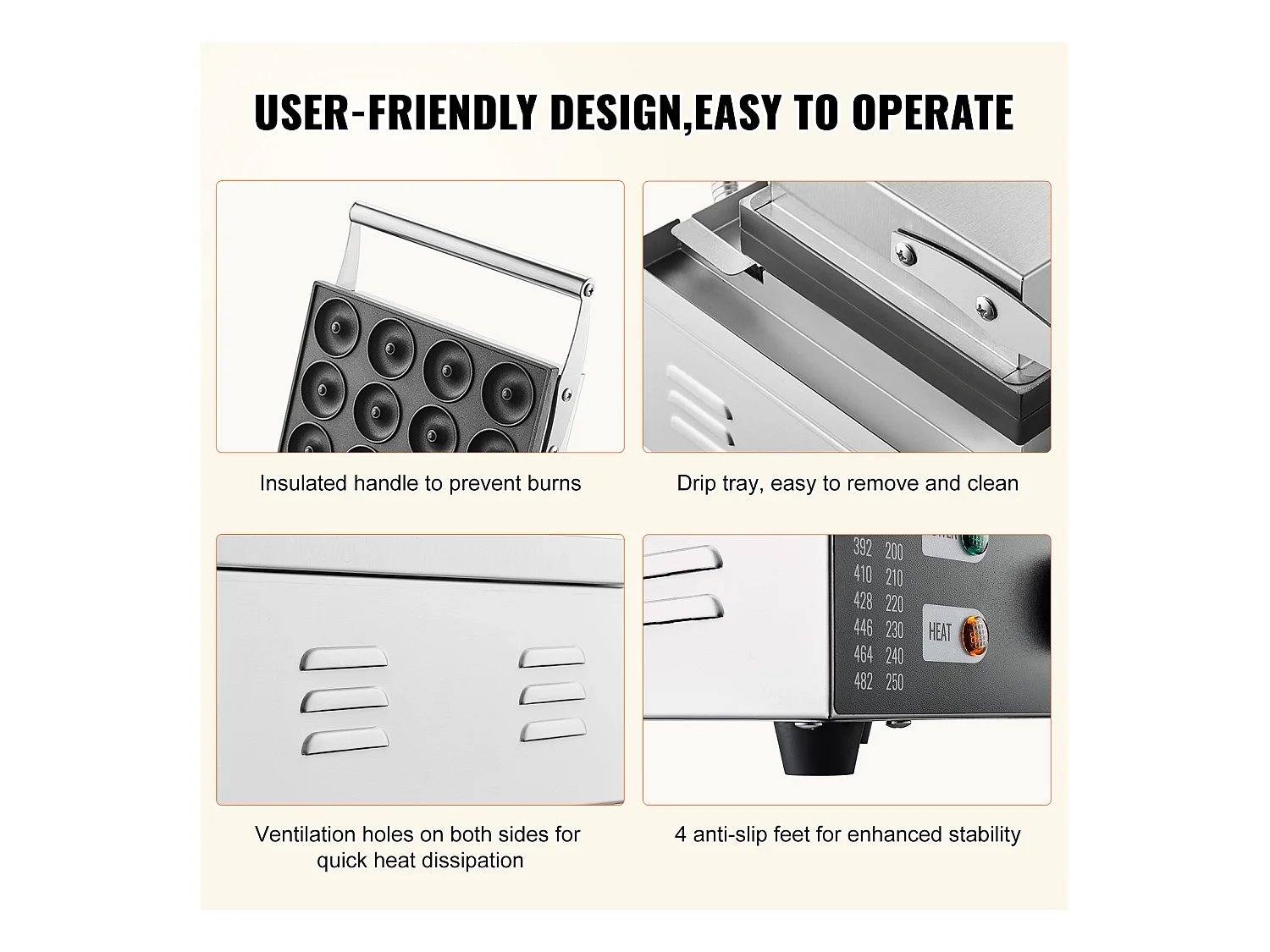 Machine à Beignets électrique SucceBuy 12 Trous, Machine à Beignets Commerciale 1550 W Antiadhésive