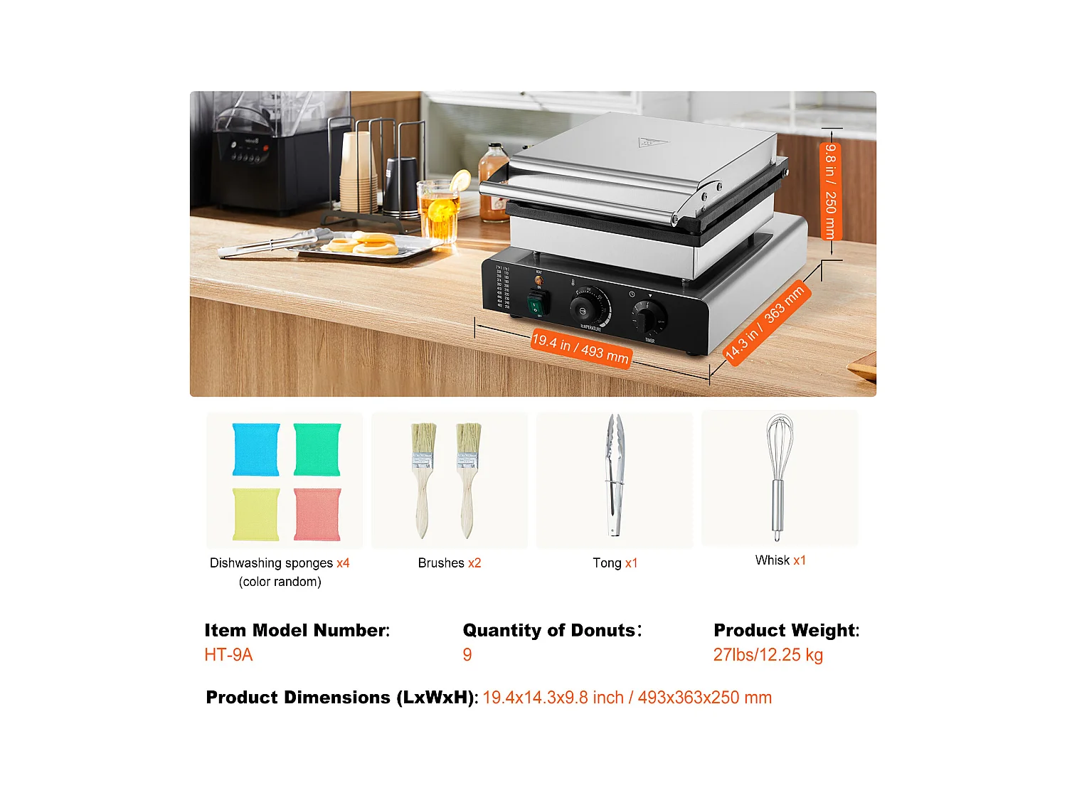 Macchina per Ciambelle Elettrica SucceBuy 9 Pezzi Macchina per Ciambelle Commerciale 2000 W Antiaderente