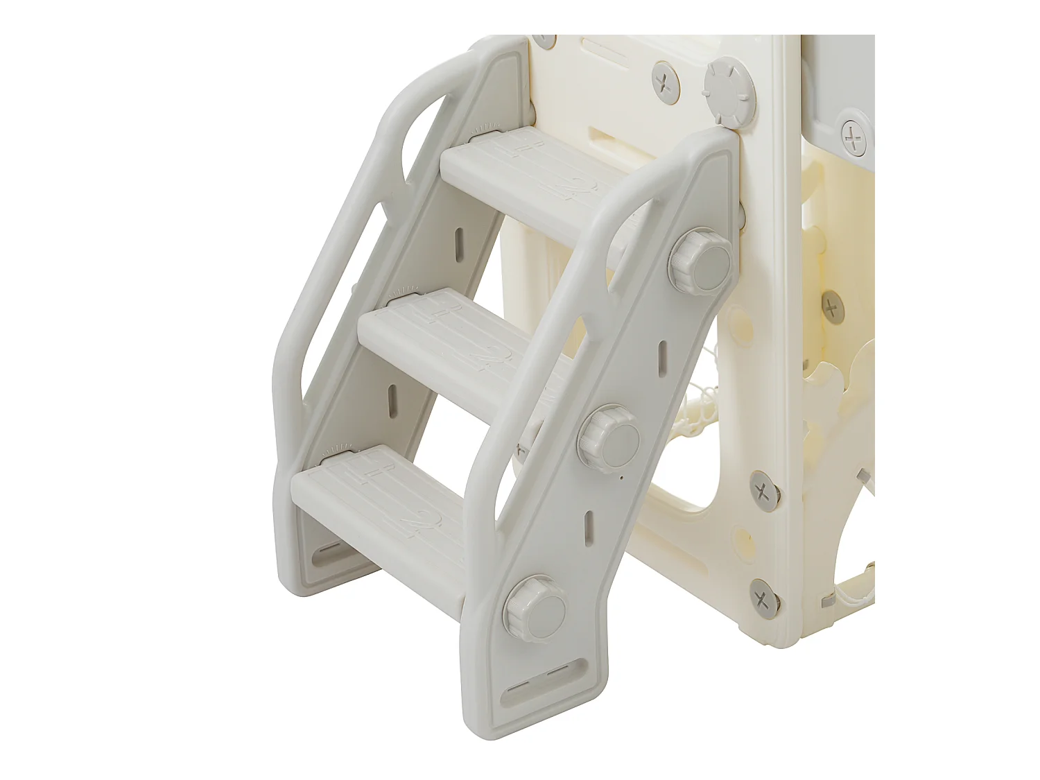 Aire de jeux 8 en 1 motif marin avec double toboggan, tunnel en arc, panier de basket, télescope et structure d’escalade.