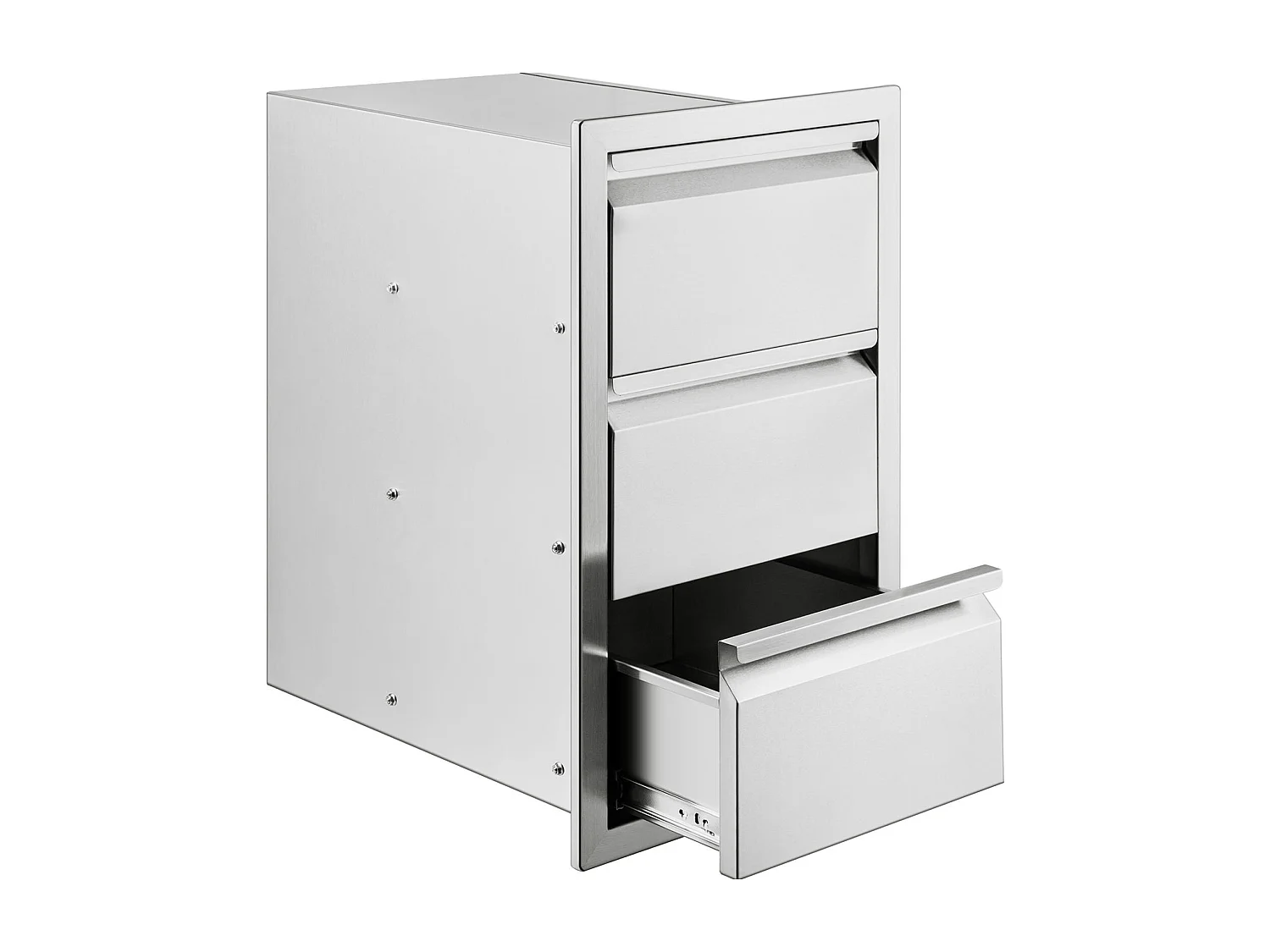 Tiroir à Triple Accès SucceBuy, à 3 Espaces de Tiroirs de Rangement en Acier Inoxydable, 38x48x65 cm, pour Cuisiner à l'Extérieur Faire, Barbecue Ranger