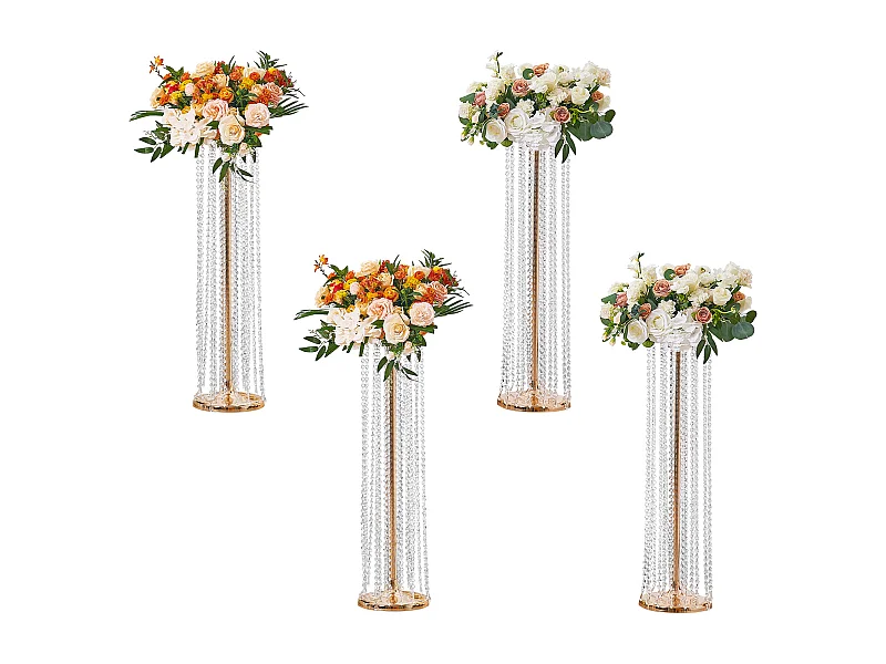 Supporti per Fiori di Matrimonio SucceBuy, in Cristallo, Set di 4 di 90 cm di Altezza, Centri di Tavolo Lusso