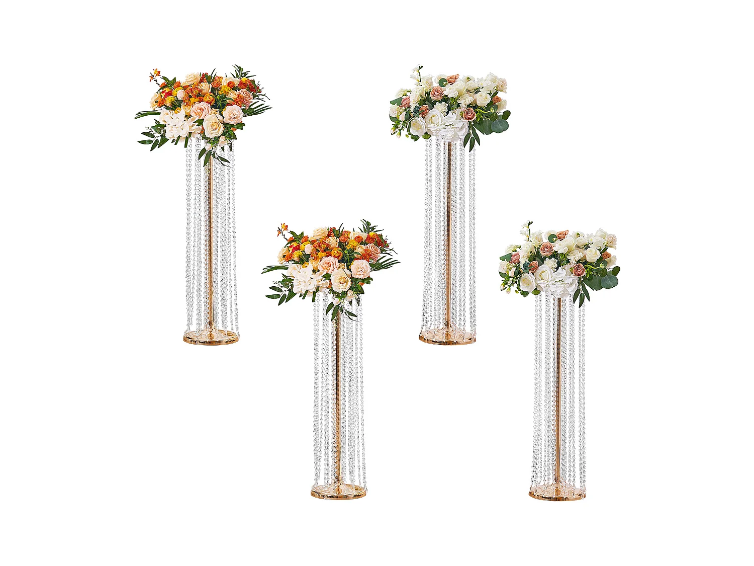 Supports de Fleurs de Mariage SucceBuy, en Cristal, Lot de 4 de 90 cm de Haut Centres de Table Luxueux