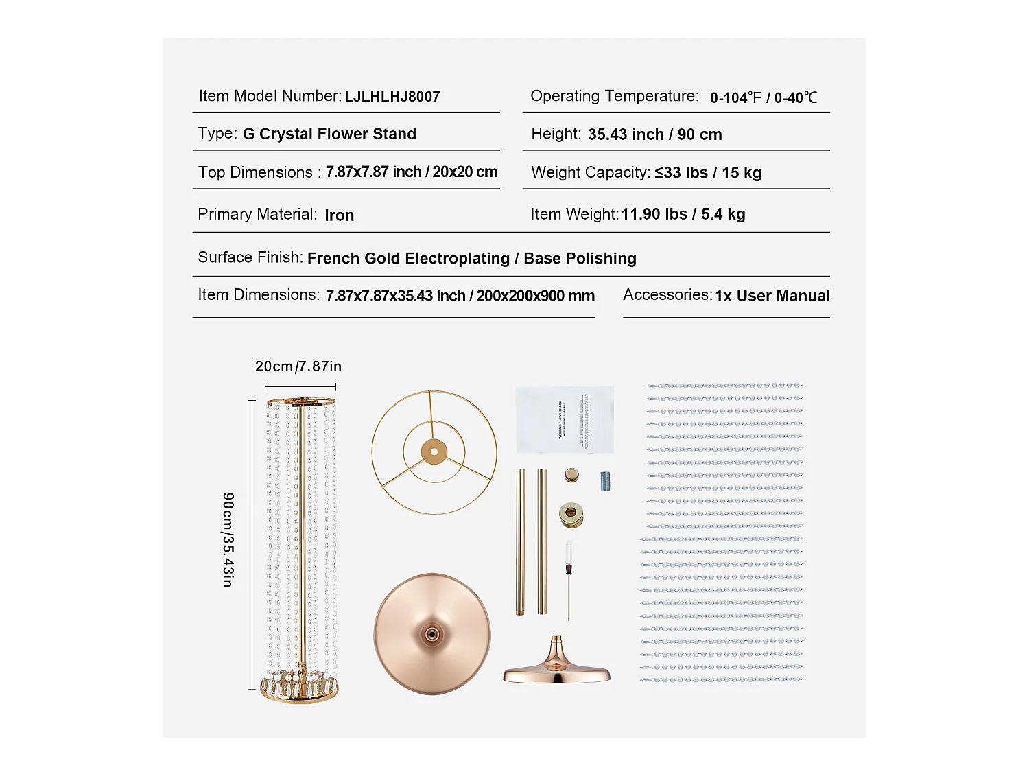 Supports de Fleurs de Mariage SucceBuy, en Cristal, Lot de 4 de 90 cm de Haut Centres de Table Luxueux