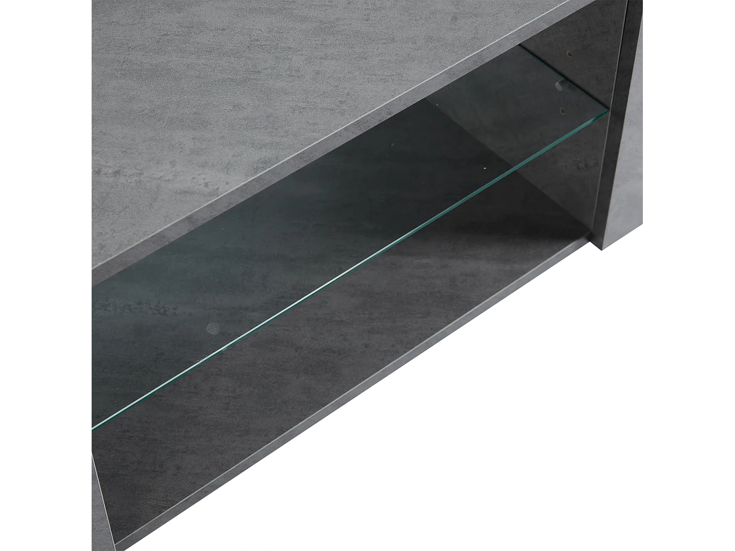 TV-meubel 180x40x46,5cm met 4 deuren en 1 glazen plank, LED inbegrepen, wit en grijs