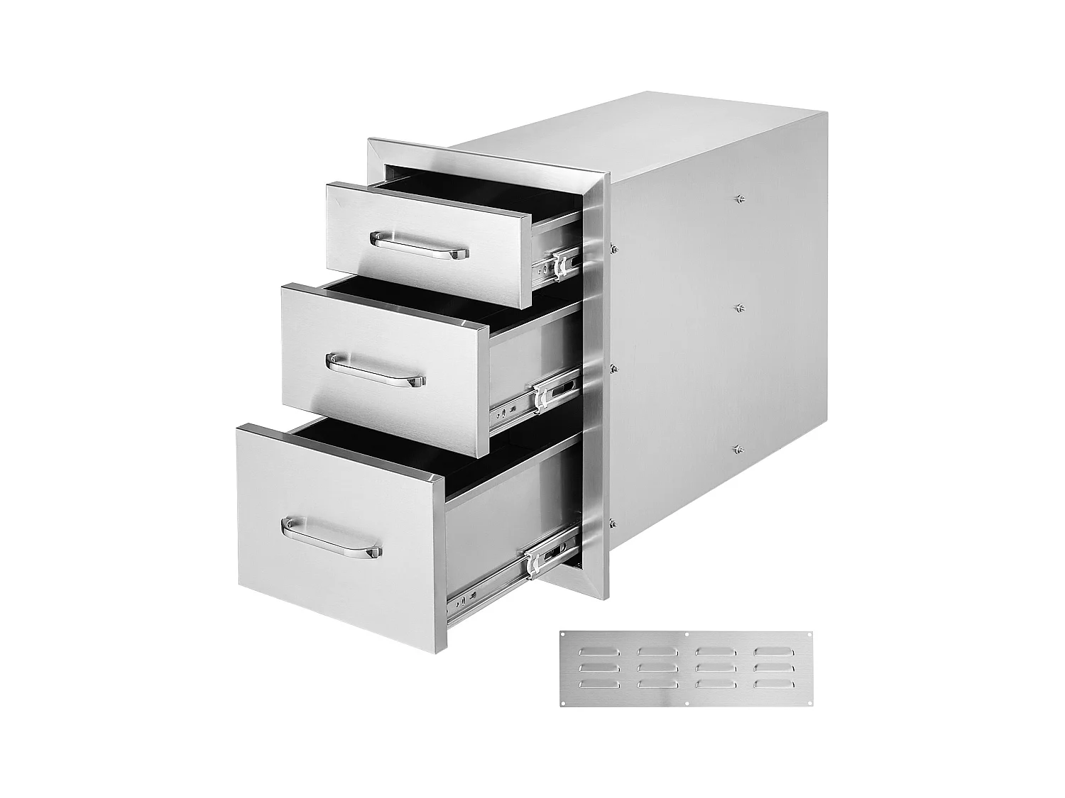 Tiroir à Triple Accès SucceBuy, Encastré Tiroir à Triple Hauteur Style Surélevé, 35,6 x 51,6 cm, Acier Inoxydable, pour Cuisiner à l'Extérieur Faire