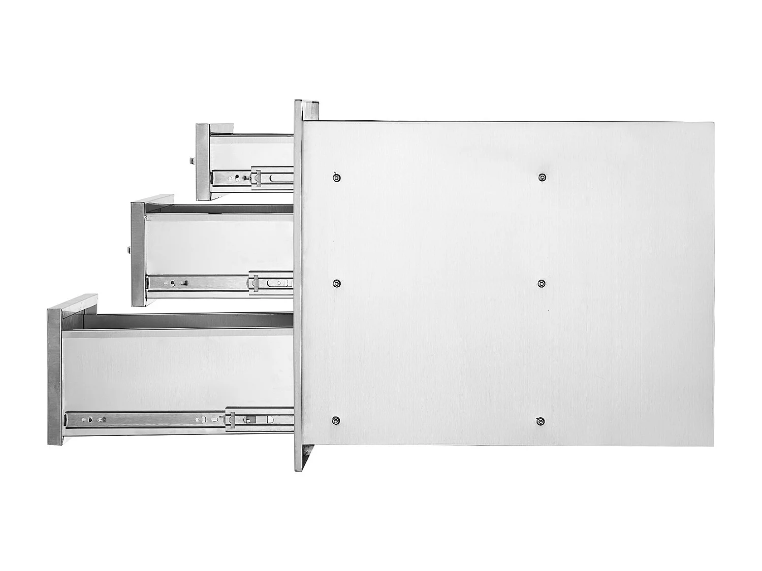 Tiroir à Triple Accès SucceBuy, Encastré Tiroir à Triple Hauteur Style Surélevé, 35,6 x 51,6 cm, Acier Inoxydable, pour Cuisiner à l'Extérieur Faire