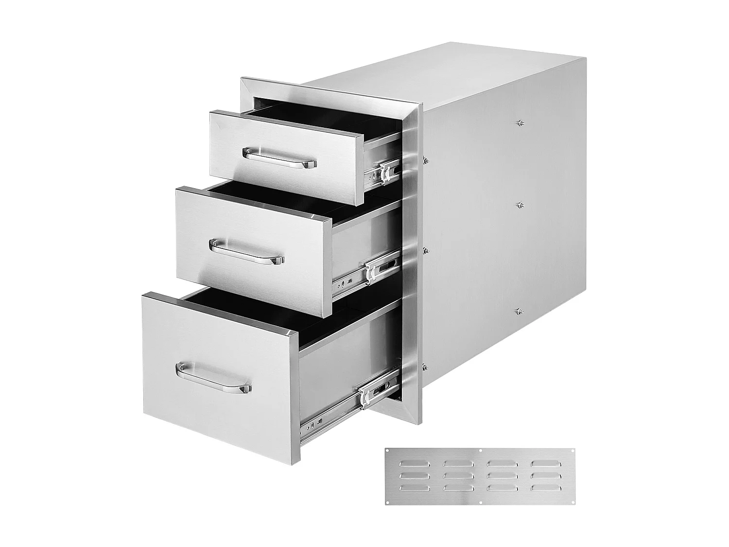 Tiroir à Triple Accès SucceBuy, Encastré Tiroir à Triple Hauteur Style Surélevé, 35,6 x 51,6 cm, Acier Inoxydable, pour Cuisiner à l'Extérieur Faire