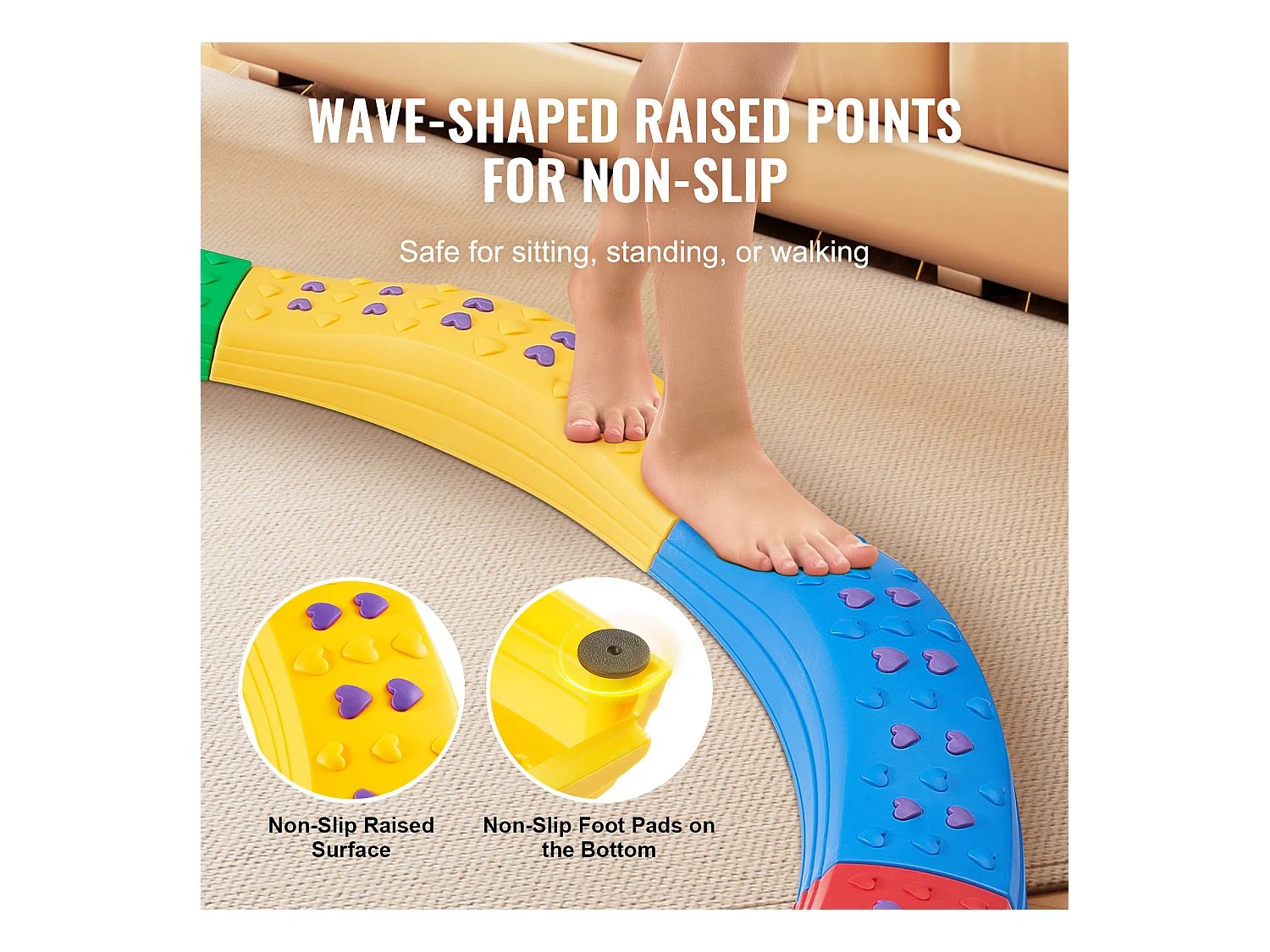 Poutre d'Équilibre SucceBuy Poutres d'Équilibre pour Enfants 8 Pièces, Planches d'Équilibre de Gymnastique