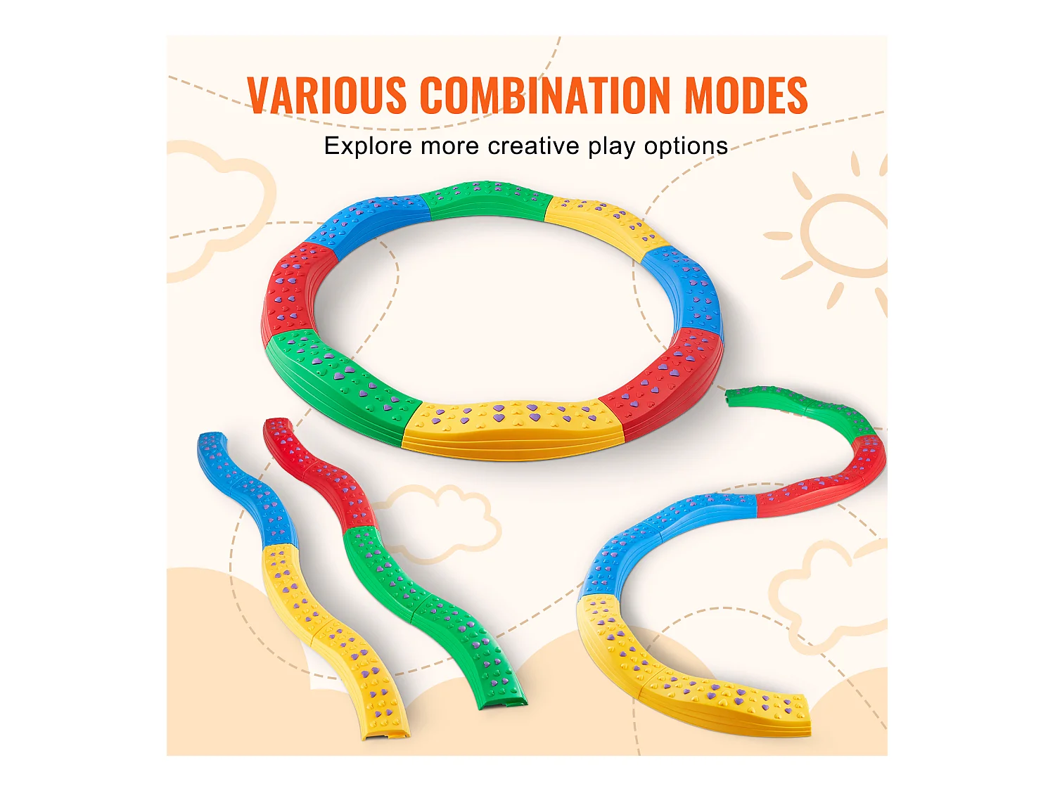 Poutre d'Équilibre SucceBuy Poutres d'Équilibre pour Enfants 8 Pièces, Planches d'Équilibre de Gymnastique